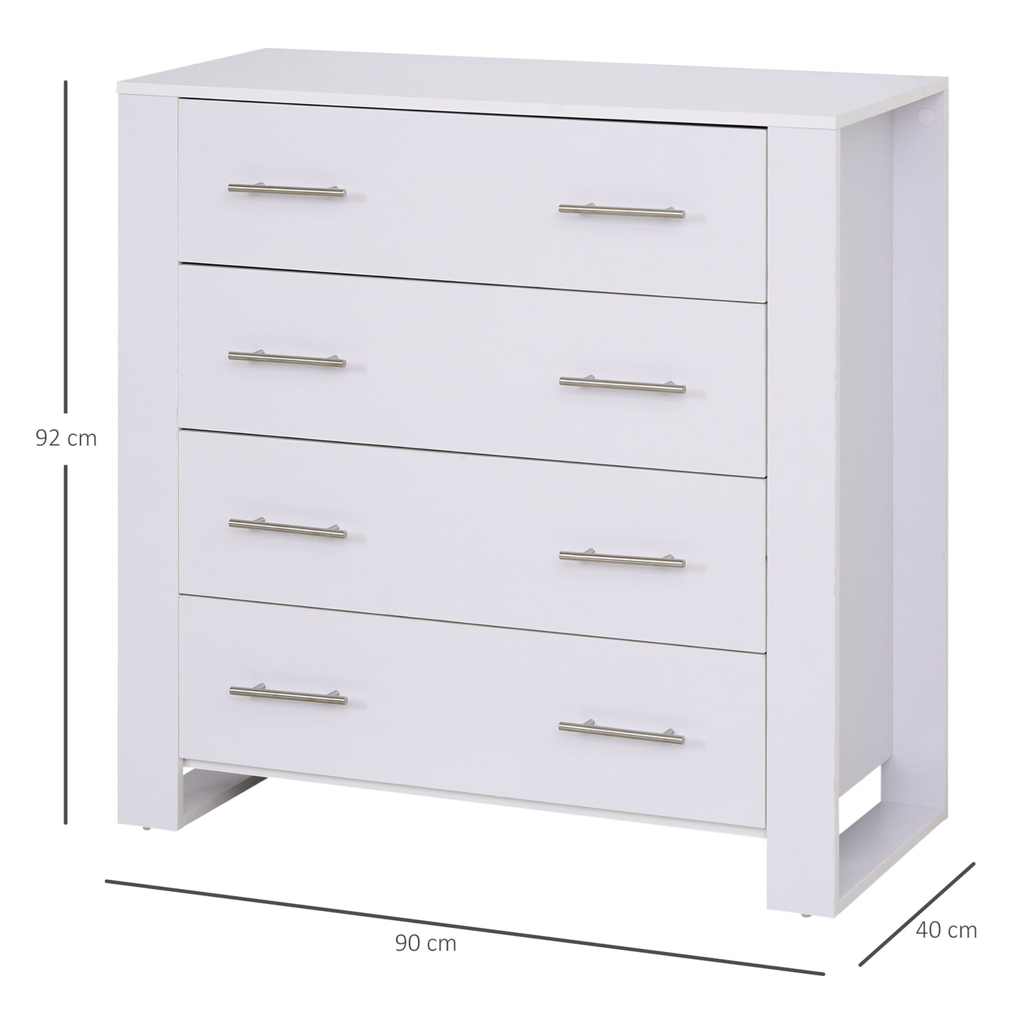 Particle Board 4-Drawer Bedroom Cabinet White