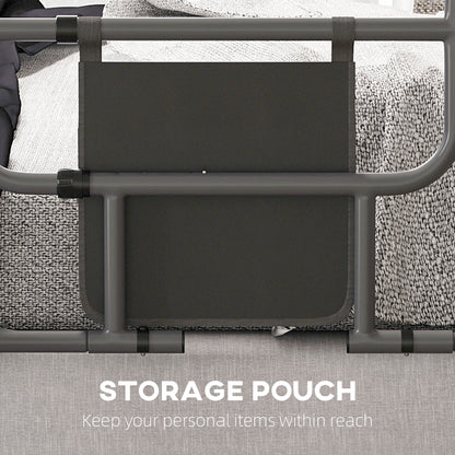 Folding Bed Safety Assist Rail With Storage Pocket - Black