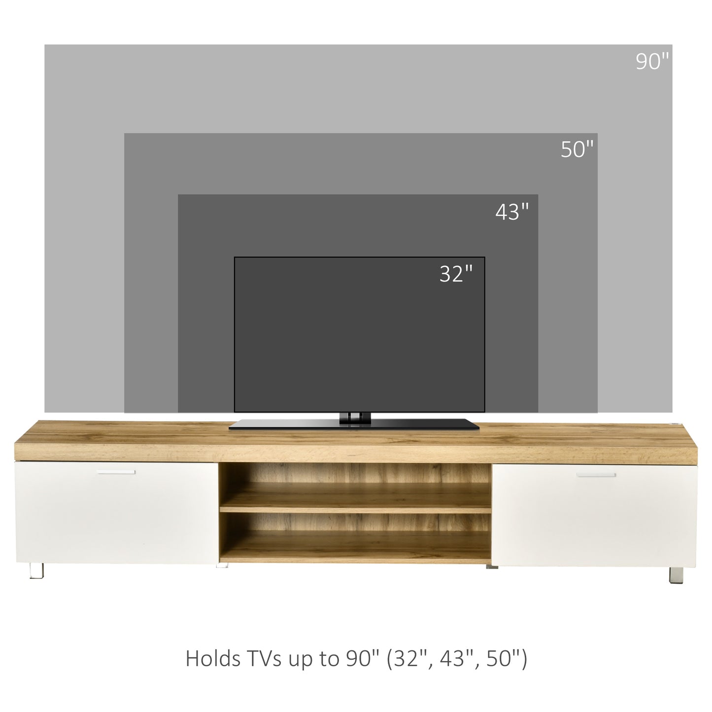 Modern TV Unit, TV Cabinet for TVs up to 90 Inches,  Entertainment Centre with Drawer Shelf for Living Room, Bedroom, Oak and White