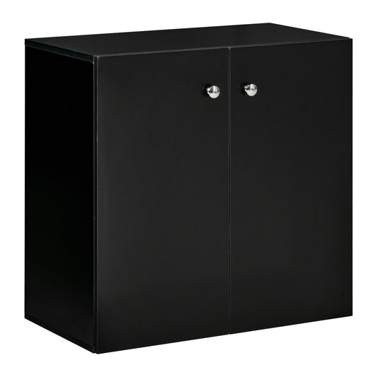 Storage Cabinet With Two Shelves Wooden Sideboard Freestanding Kitchen Cupboard Bookcase - Black