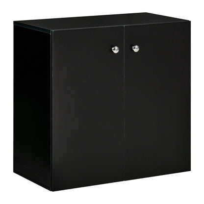 Storage Cabinet With Two Shelves Wooden Sideboard Freestanding Kitchen Cupboard Bookcase - Black
