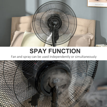 Pedestal Fan with Water Mist Spray, Humidifying Misting Fan, Standing Fan w/3 Speeds, 3.1L Water Tank Electric Mosquito Killer Jack, Black