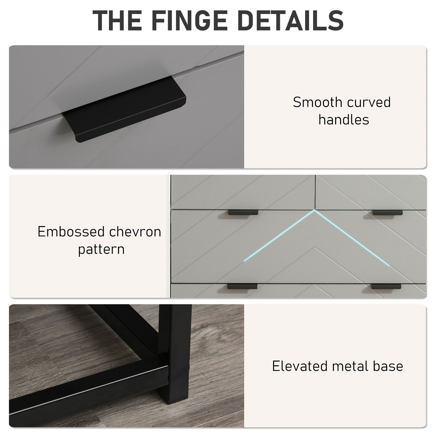 Chest of Drawers with Metal Handles Freestanding Dresser for Bedroom, Living Room