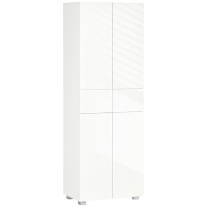 4-Door Kitchen Cupboard, Freestanding 5-Tier Storage Cabinet with 3 Adjustable Shelves, 2 Drawers for Living Room, Dining Room