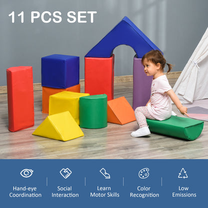 Soft Play Blocks Kids Climb and Crawl Gym Toy Foam Building and Stacking Blocks Non-Toxic Learning Play Set Activity Toy Brick 11 Pieces