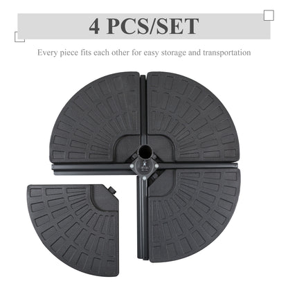 Outsunny 4 Piece Portable Round Parasol Base Umbrella Cross Stand Weights Holder Sand or Water Filled Outdoor Garden Patio