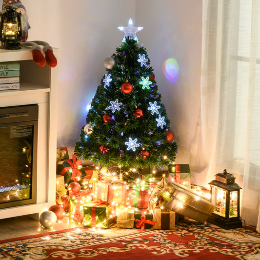 3ft Fibre Optic Christmas Tree 90cm With Showflakes, Green