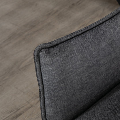 Accent Chairs for Living Room, Bedroom Arm Chair with Steel Legs, Dark Grey