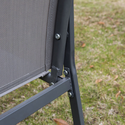 Outsunny 4 Piece Curved Steel Patio Furniture Set w/ Loveseat, Texteline Seats, Glass Top Table For Party Event, Grey