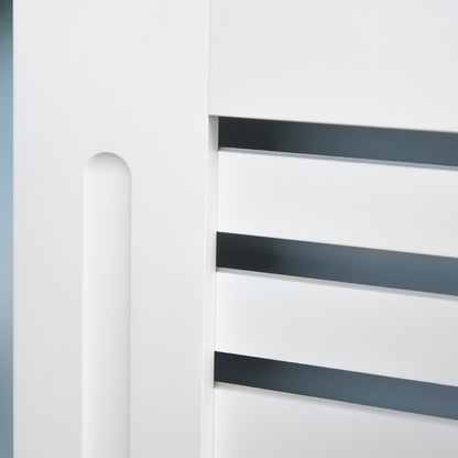 MDF White Painted Radiator Cover Slatted Cabinet Shelving Display Horizontal Style Modern Piece 172L x 19W x 81H cm
