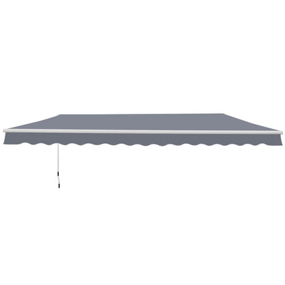 Outsunny Garden Patio Manual Awning Canopy Sun Shade Shelter Retractable 4m x 3m-Grey