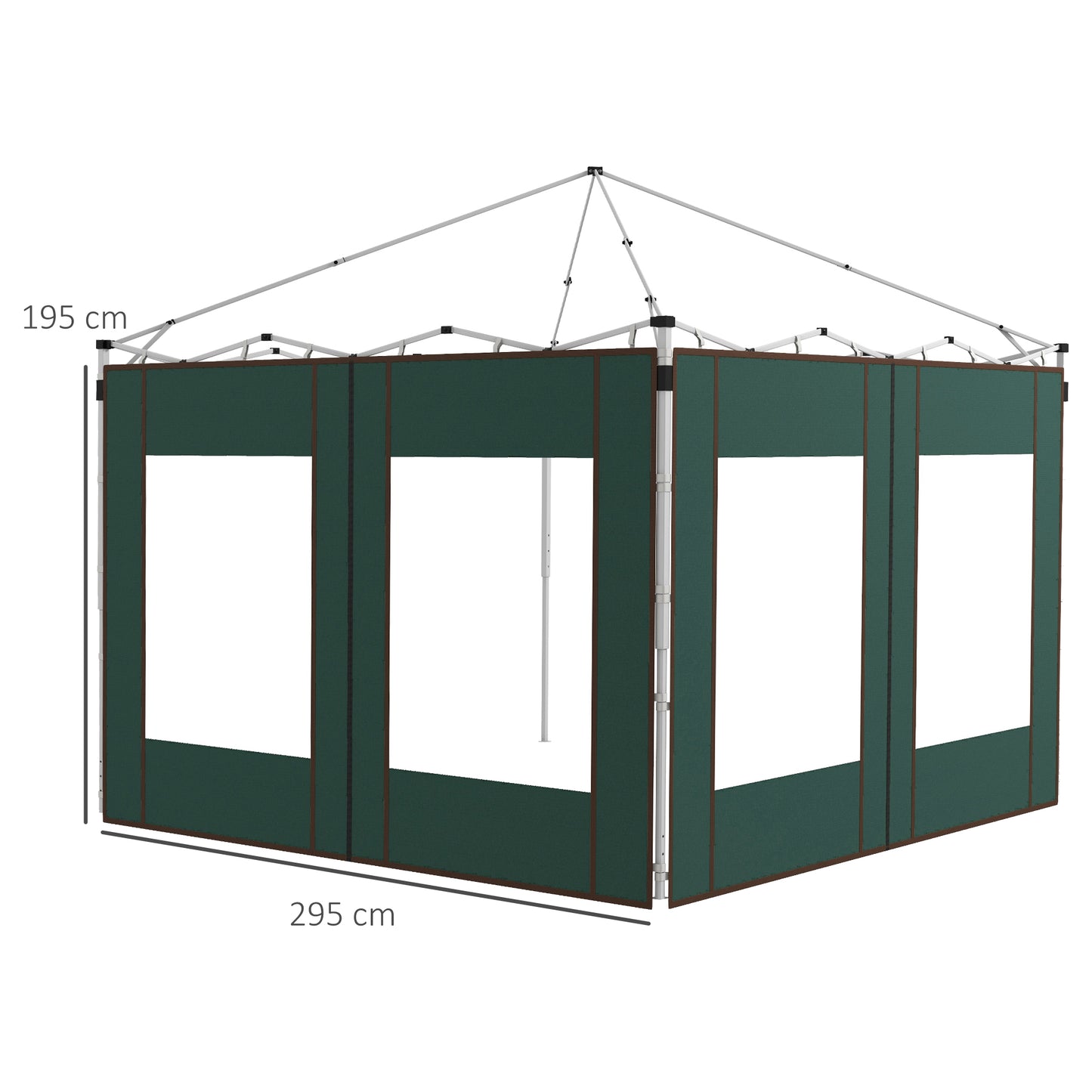 Outsunny Gazebo Side Panels, 2 Pack Sides Replacement, for 3x3(m) or 3x6m Pop Up Gazebo, with Doors and Windows, Green
