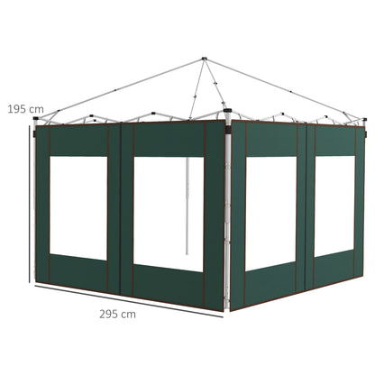 Outsunny Gazebo Side Panels, 2 Pack Sides Replacement, for 3x3(m) or 3x6m Pop Up Gazebo, with Doors and Windows, Green