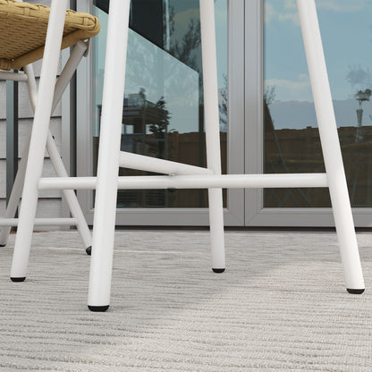 Outsunny PE Rattan Side Table Natural Wood Finish