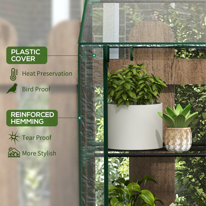 Outsunny 3 Tier 6 Wire Shelves Reinforced Mini Greenhouse, Clear
