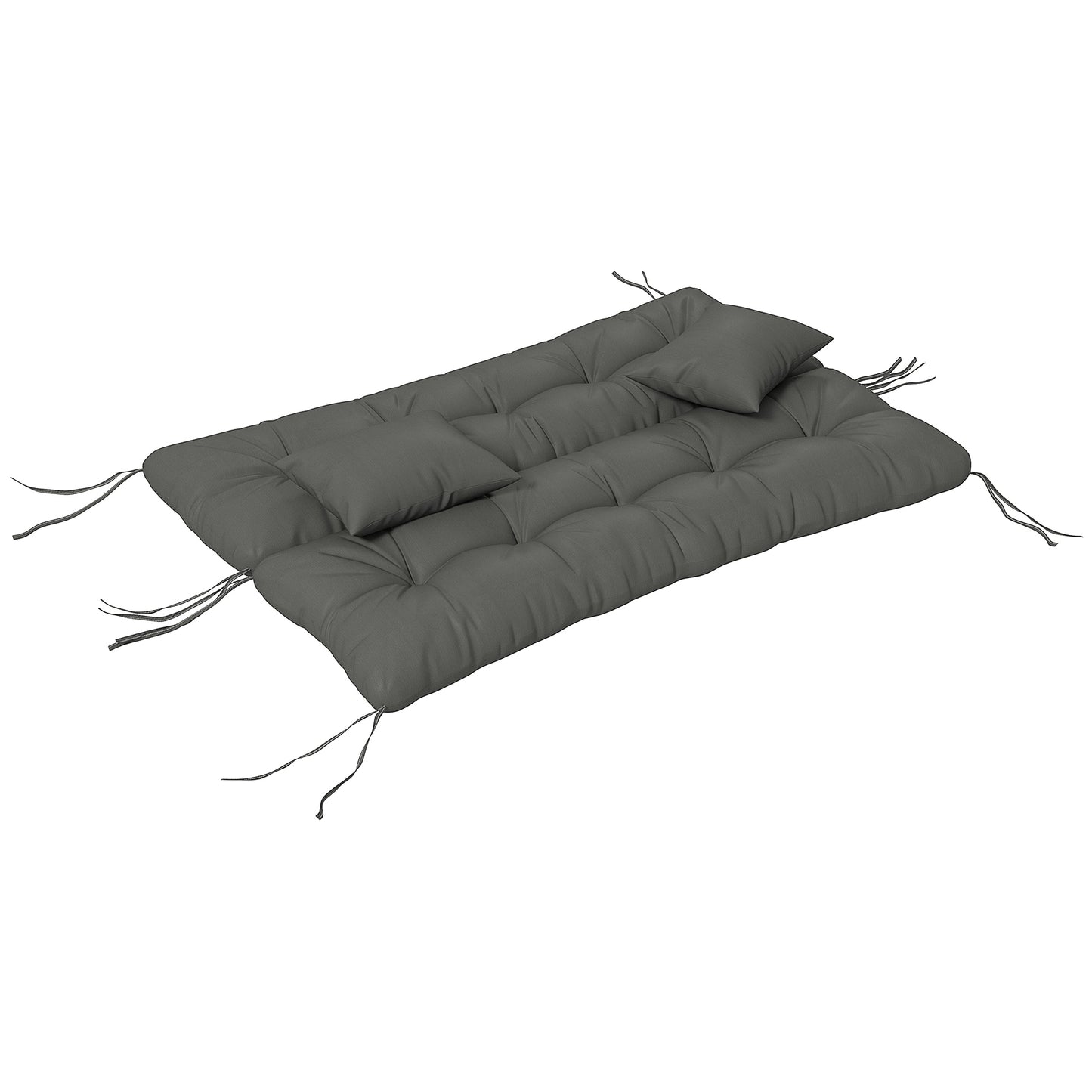 Outsunny 4-Piece Back and Seat Cushion Replacement with 2 Pillows, Patio Chair Cushions Set with Ties, Light Grey