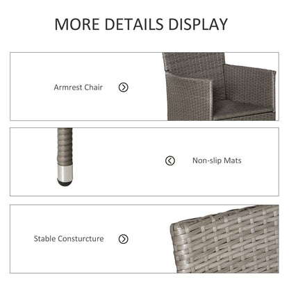 Outsunny 4 Piece Rattan Chair Patio Sofa Chairs Set Cushioned Outdoor Rattan Furniture