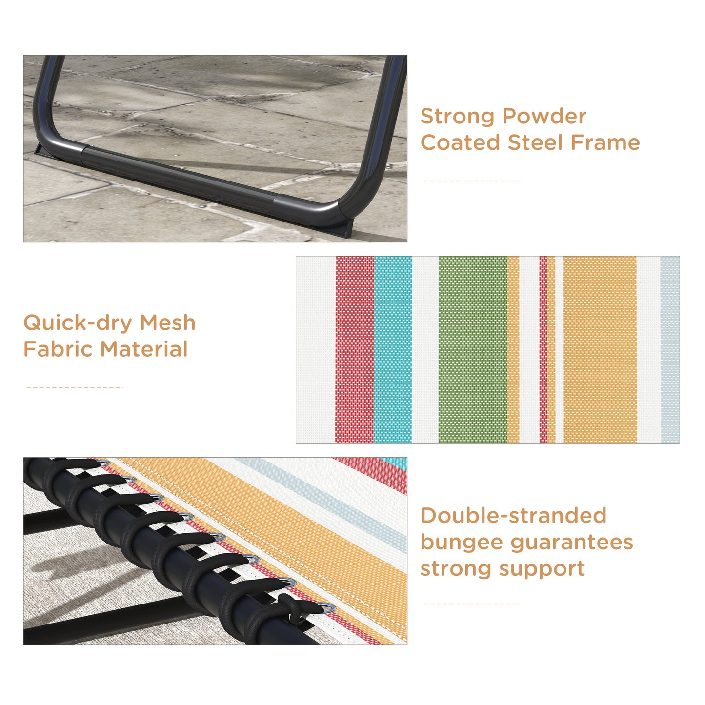 Outsunny 2 Piece Folding Sun Lounger Beach Chaise Chair Garden Cot Camping Recliner with 4 Position Adjustable Multicolored