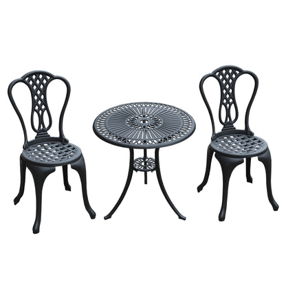 3 Piece Patio Cast Aluminium Bistro Garden Outdoor Furniture Table and Chairs Set Shabby Chic Style