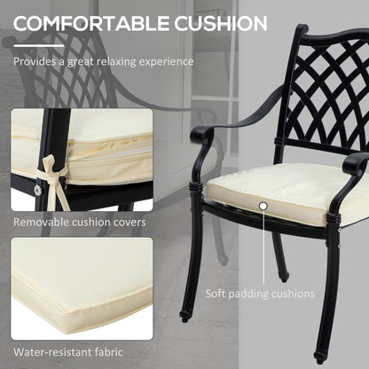 Outsunny 7 Piece Aluminium Patio Dining Set with Umbrella Hole Black