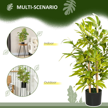 Artificial Plants Bamboo Tree in Pot Desk Fake Plants for Home Indoor Outdoor Decor, 15x15x60cm, Green