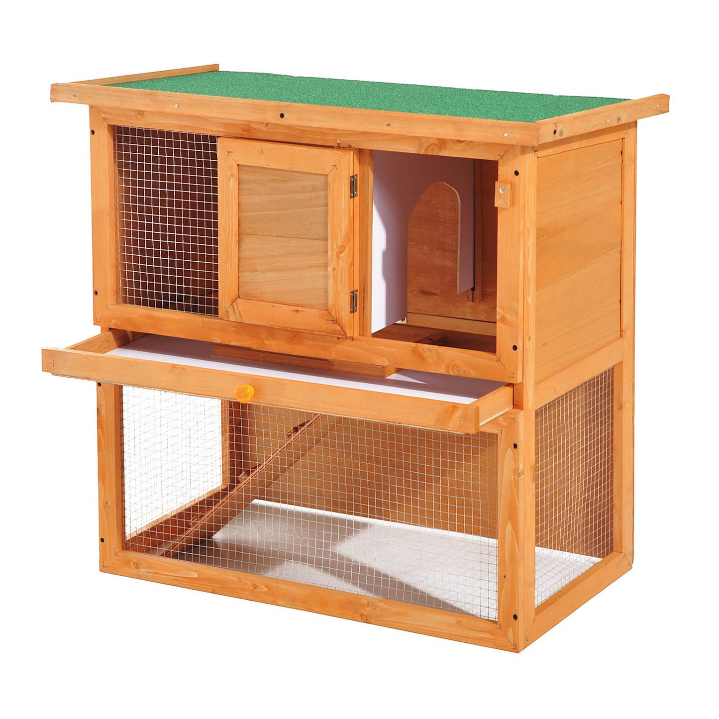 Pawhut Wooden  90cm 2 Tiers Rabbit Hutch Enclosure