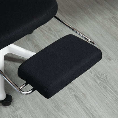 Reclining Office Chair | 3 Position 100–130° Recline | Adjustable Headrest | Lumbar Support | Retractable Footrest | Linen-Look Padded | 44-52cm Seat Height | 120kg | Black