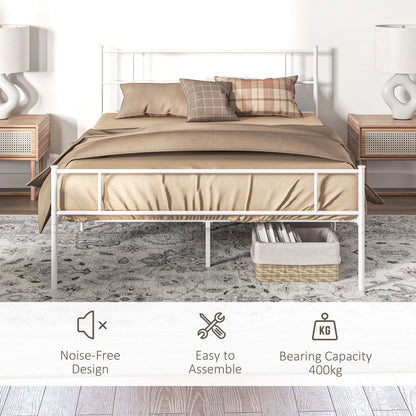 King Bed Frame, Metal Bed Base with Headboard and Footboard, Metal Slat Support and 31cm Underbed Storage Space