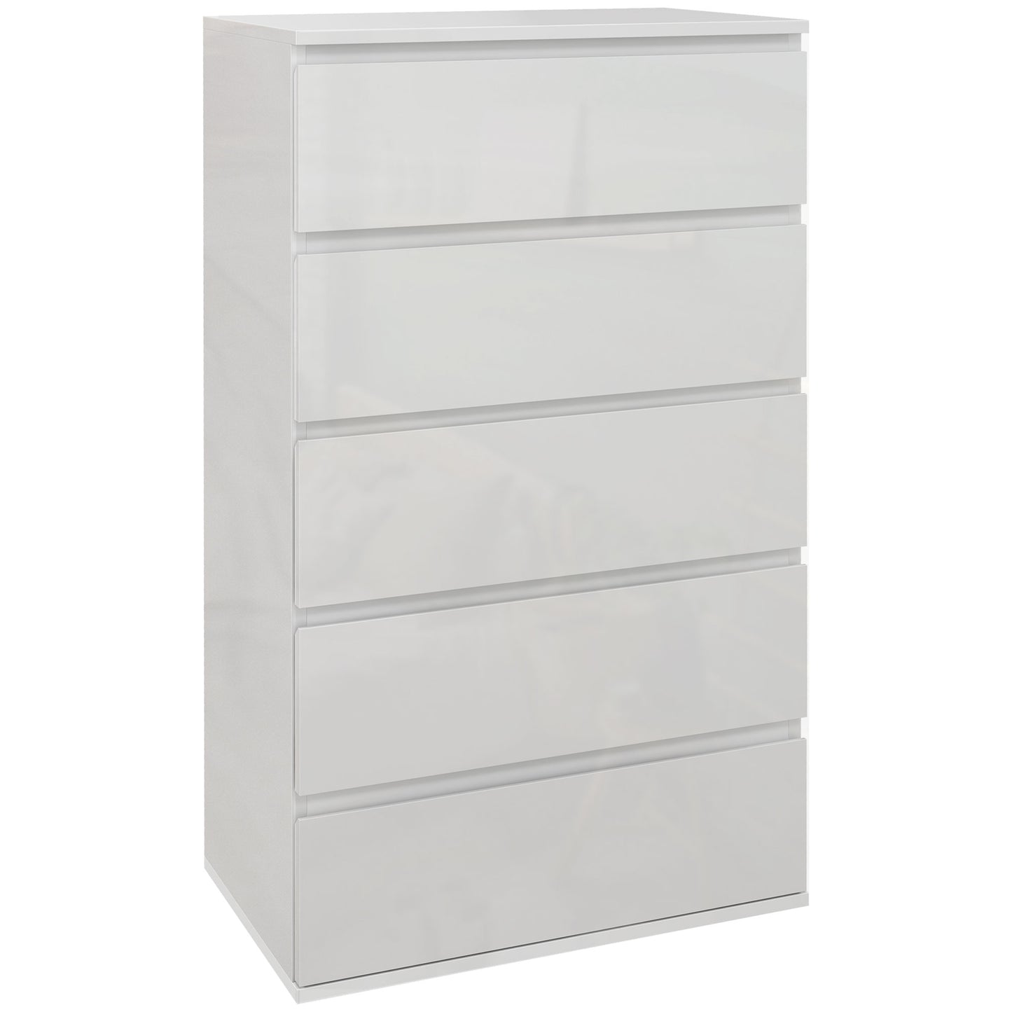 High Gloss Chest of Drawers, 5-Drawer Storage Cabinets, Modern Dresser, Storage Drawer Unit for Bedroom