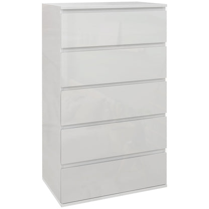 High Gloss Chest of Drawers, 5-Drawer Storage Cabinets, Modern Dresser, Storage Drawer Unit for Bedroom