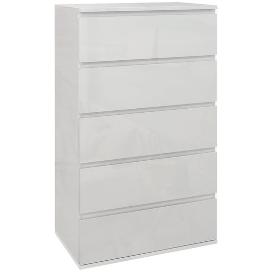 High Gloss Chest of Drawers, 5-Drawer Storage Cabinets, Modern Dresser, Storage Drawer Unit for Bedroom
