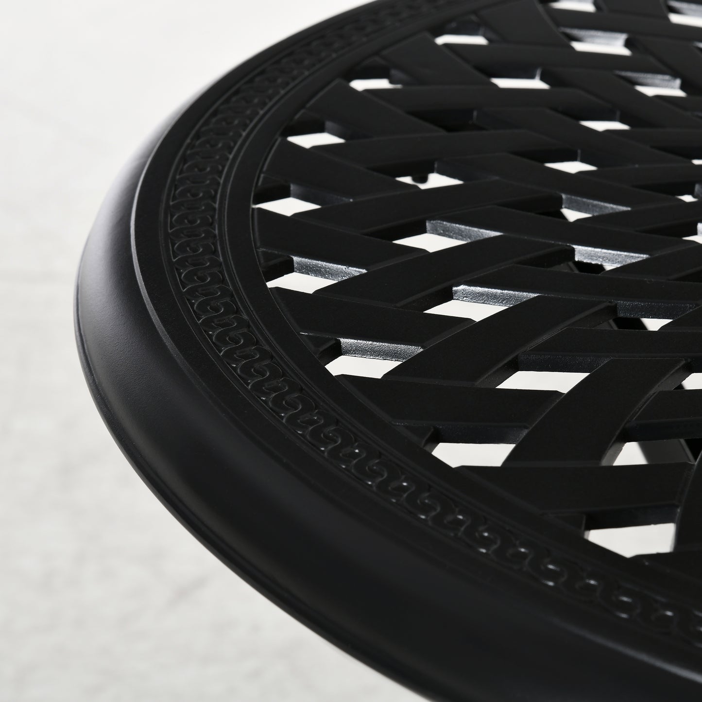 Outsunny 78cm Round Garden Dining Table With Parasol Hole Antique Cast Aluminium Outdoor Table, Black