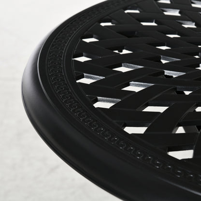 Outsunny 78cm Round Garden Dining Table With Parasol Hole Antique Cast Aluminium Outdoor Table, Black