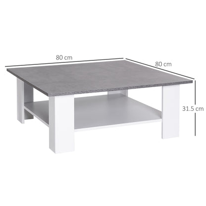 2 Tier Vintage Style Coffee Table Square Side Desk Storage Shelf Indoor Home Living Room Furniture
