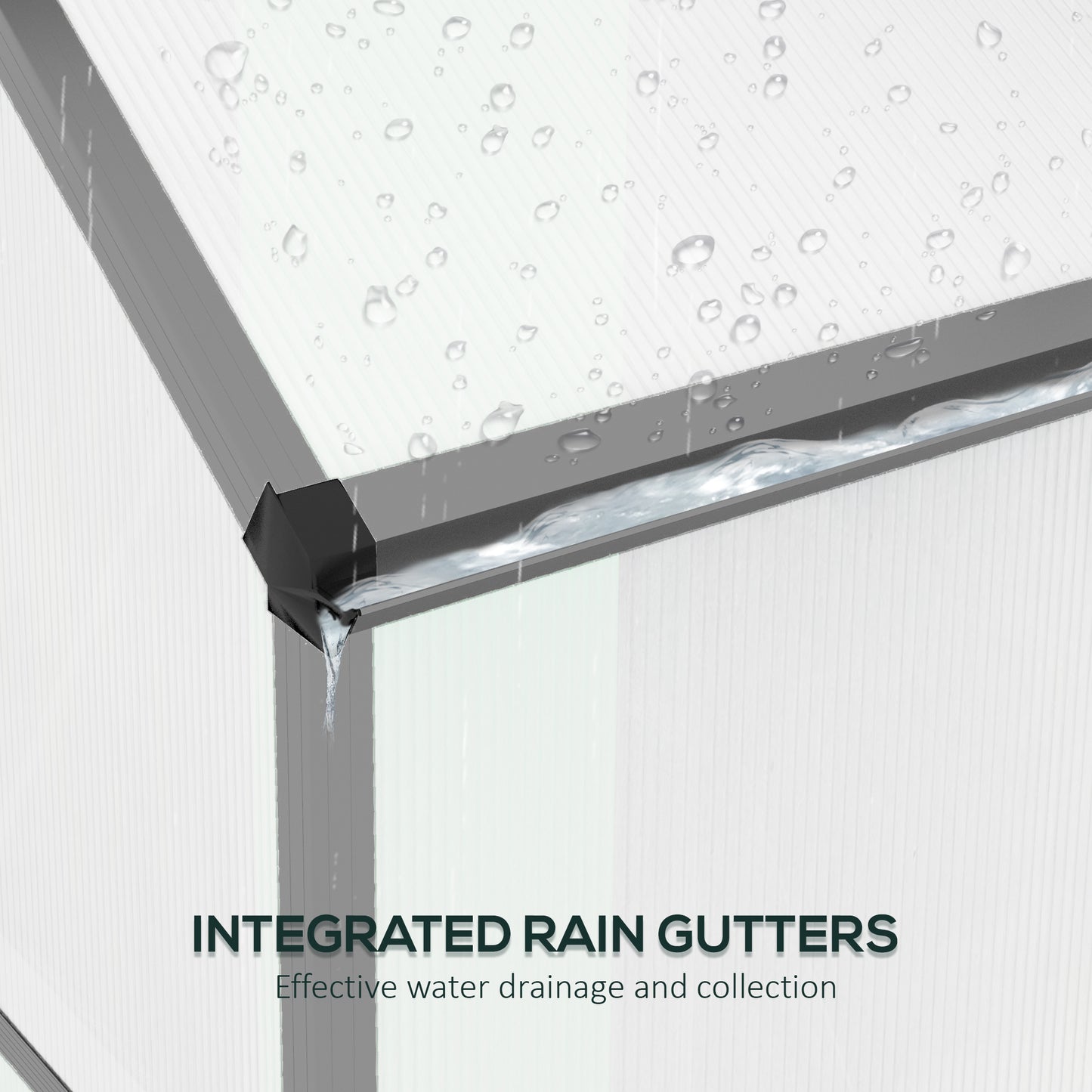 Outsunny 6 x 2.5ft Polycarbonate Greenhouse Walk-In Green House with Rain Gutter, Sliding Door, Window, Foundation, Dark Grey