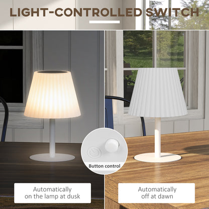 Outsunny Outdoor Solar Table Lamp, Cordless LED Desk Lamp with Rechargeable Battery, Dimming Brightness, USB, Auto On/Off