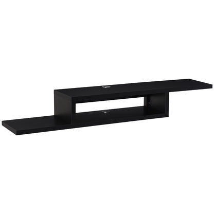 Wall Mounted Media Console, Floating TV Stand Component Shelf, Entertainment Center Unit, Black