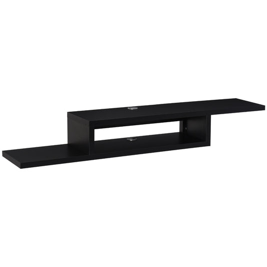 Wall Mounted Media Console, Floating TV Stand Component Shelf, Entertainment Center Unit, Black