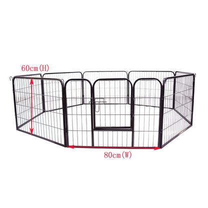 PawHut Heavy Duty Dog Pet Puppy Metal Playpen Play Pen Rabbit Pig Hutch Run Enclosure Foldable Black 80 x 60 cm (Small)