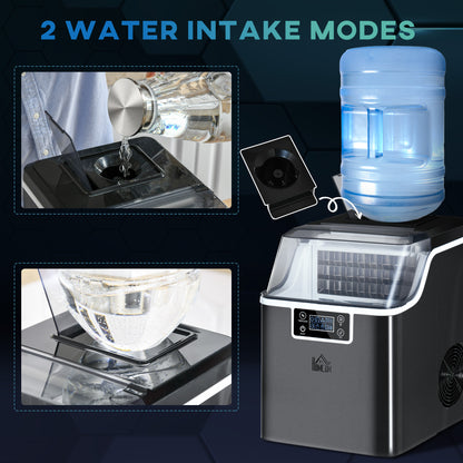 Ice Maker Machine Countertop, 20Kg in 24 Hrs 24 Cubes Ready in 14-18 Mins, Stainless Steel Portable 3.2LSelf-Cleaning, Scoop - Black