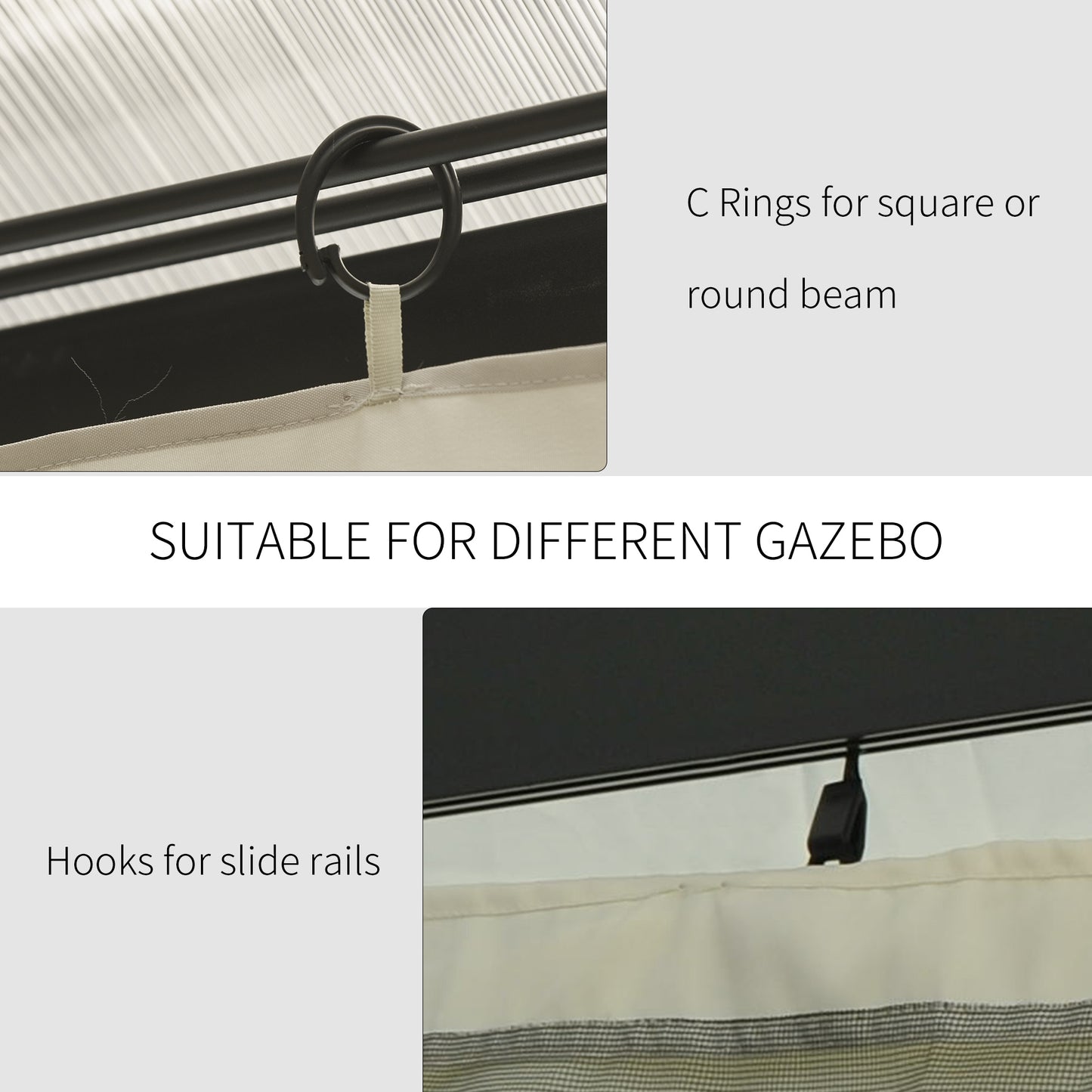 Outsunny 4 Pack Universal Gazebo Replacement Sidewalls Privacy Panel for Most 3 x 3m Gazebo Canopy Pavilion Outdoor Shelter Curtains Beige