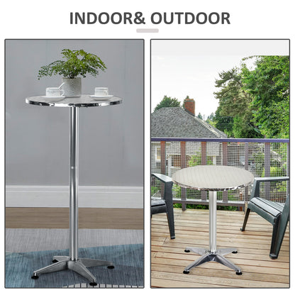 Aluminium Bistro Bar Table Round Tabletop Dining Wine Pub Stainless Steel 2 Height Settings 70cm/110cm