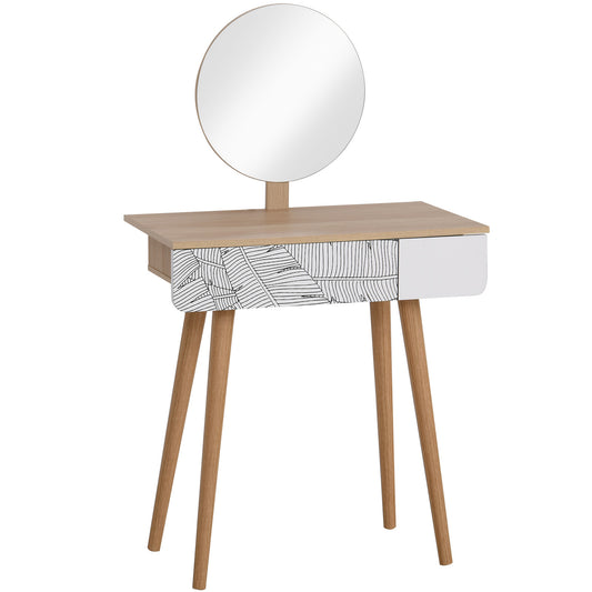 Dressing Table With Drawer and Mirror height adjustable Wooden Oak Colour  Bedroom Dressing Room Elegant and Durable