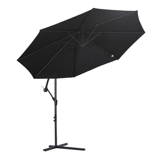 Outsunny Cantilever Umbrella Parasol Hanging Banana Steel Black 3M Patio