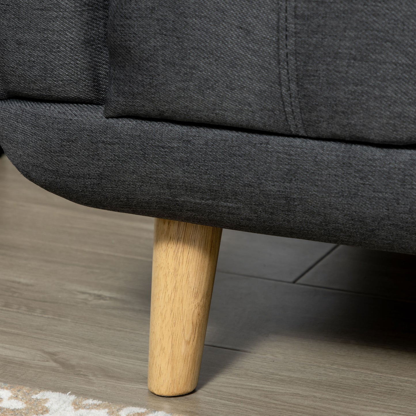 Corner Sofas for Living Room, Fabric L Shaped Sofa Settee with Adjustable Headrest, 3 Seater Couch, Dark Grey