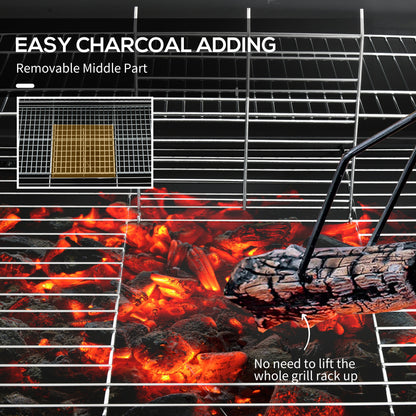 Outsunny Outdoor Wheeled Barrel Charcoal Barbecue Grill Trolley, Black