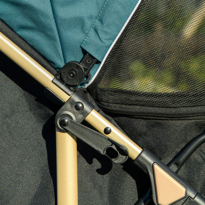 PawHut Oxford Pet Stroller for Small Minatare Dogs with Rain Cover Dark Green