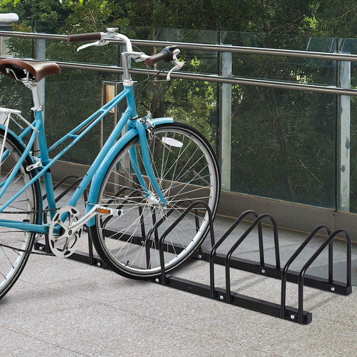Bike Parking Rack, 130Lx33Wx27H cm, Steel-Black