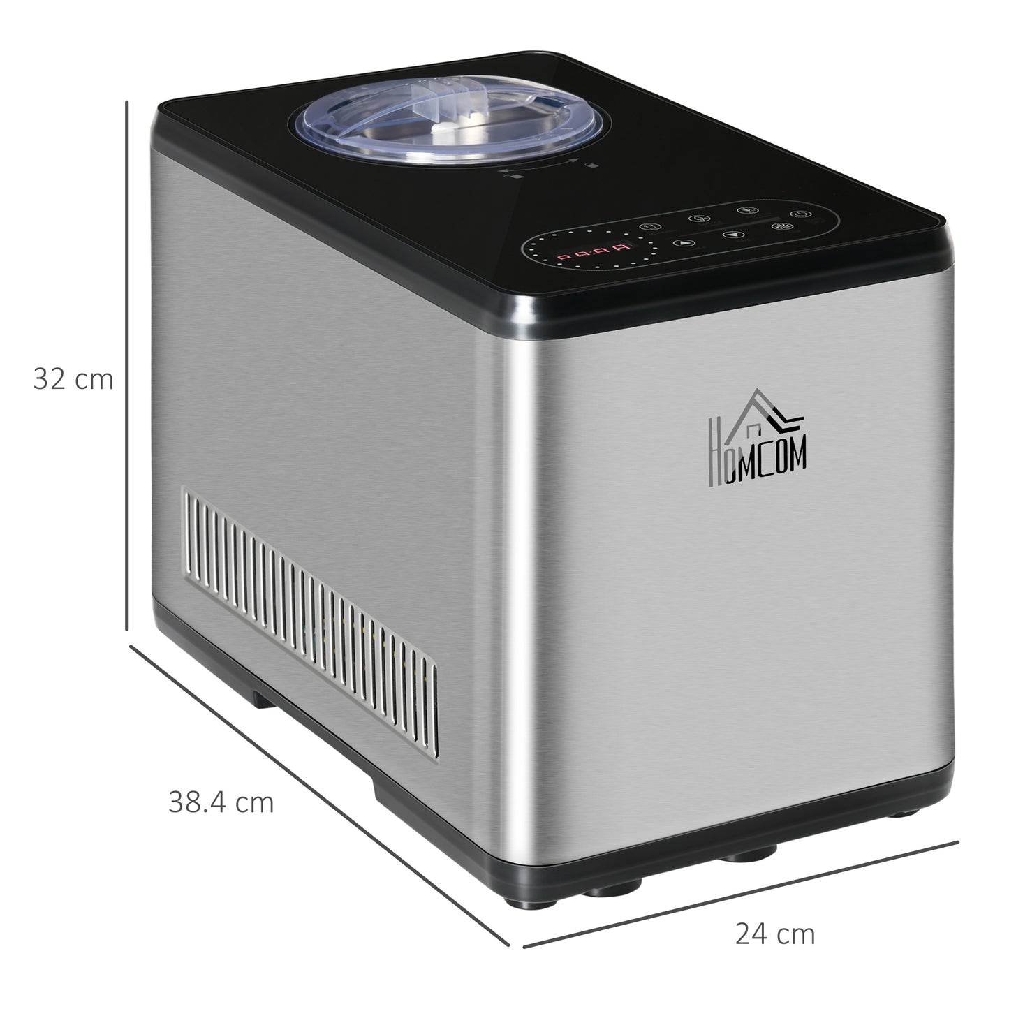 Ice Cream Maker Machine, 1.5L Stainless Steel Gelato, Sorbet, Milkshake, Frozen Yoghurt Maker with Detachable Mixing Paddle LED Display