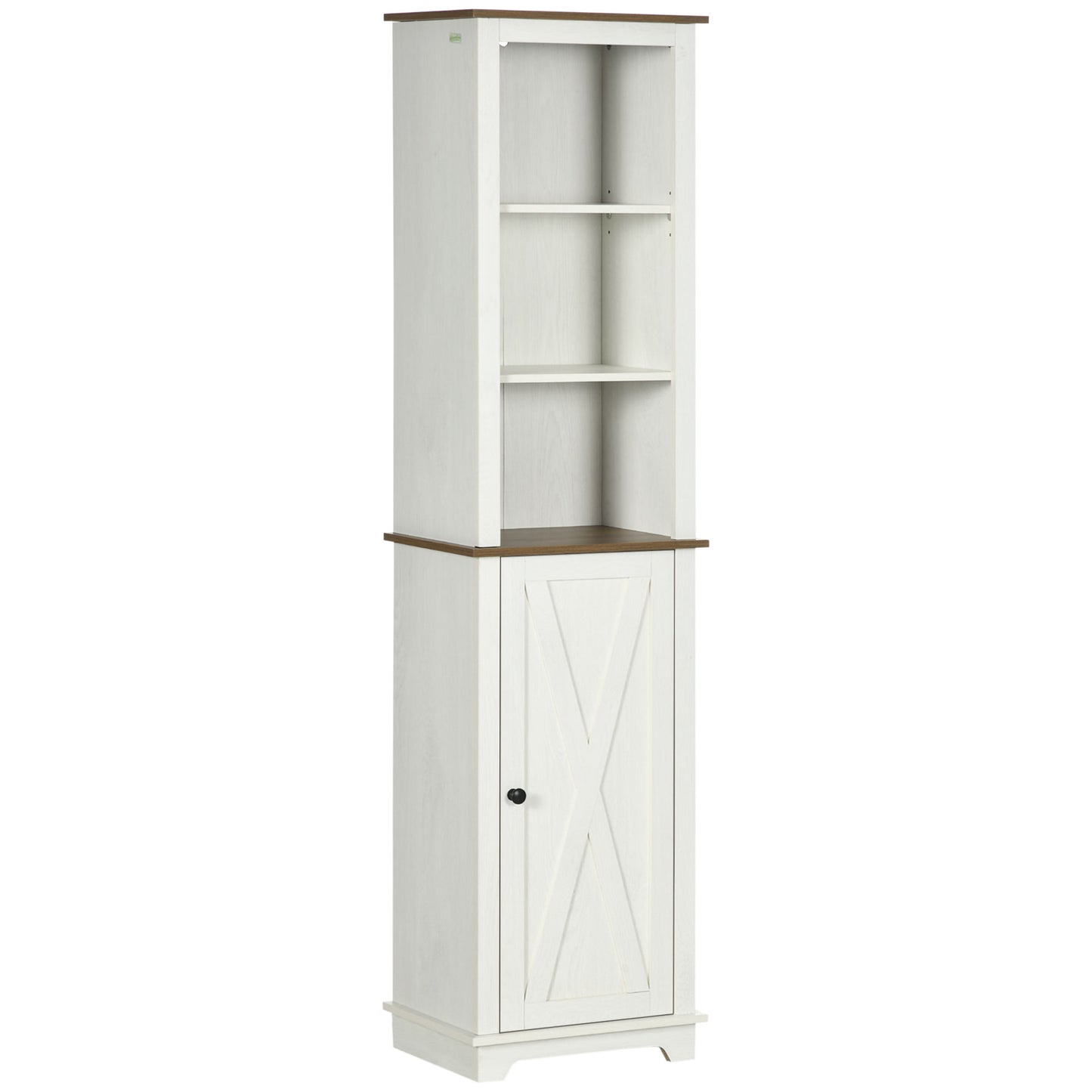 Kleankin Bathroom Cabinet, Tall Storage Cabinet With Door and Adjustable Shelves, 39.5 x 30 x 160 cm, White